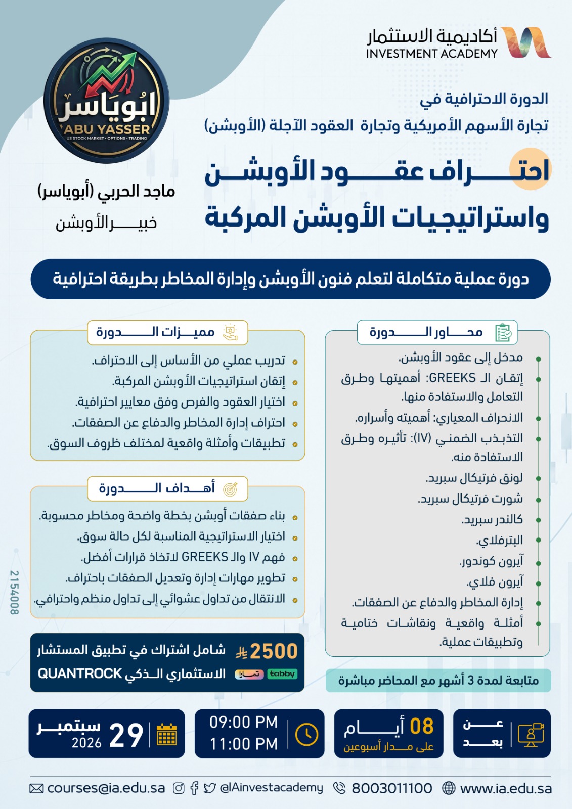 مهارات التداول في السوق الأمريكي والاوبشن